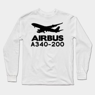 Airbus A340-200 Silhouette Print (Black) Long Sleeve T-Shirt